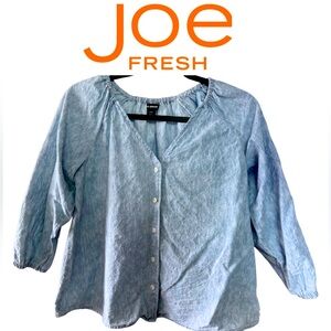 Joe Fresh 3/4 Sleeve Button Down Cotton Blouse Size S